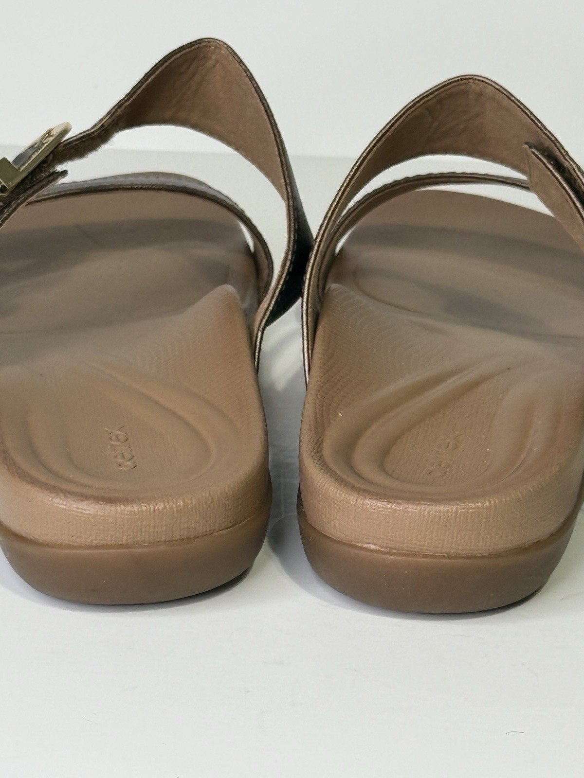 Aetrex Mimi Slide Sandals Womens Orthotic Metallic Bronze AE214W Brown Size 8.5