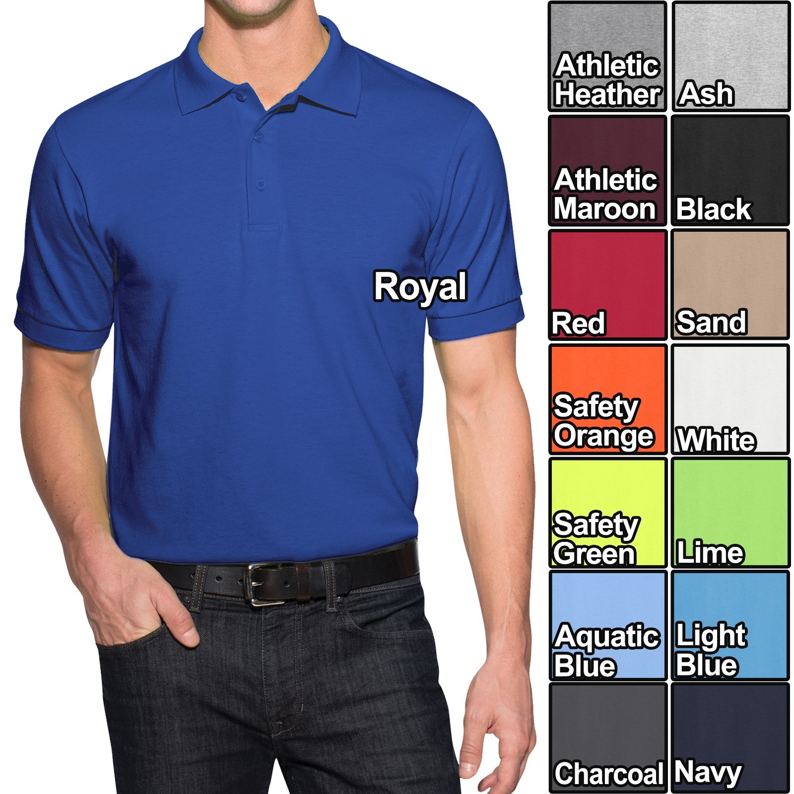 Big Mens Polo Shirt 50/50 Cotton Poly Blend Jersey Knit XL 2XL 3XL 4XL 5XL 6XL