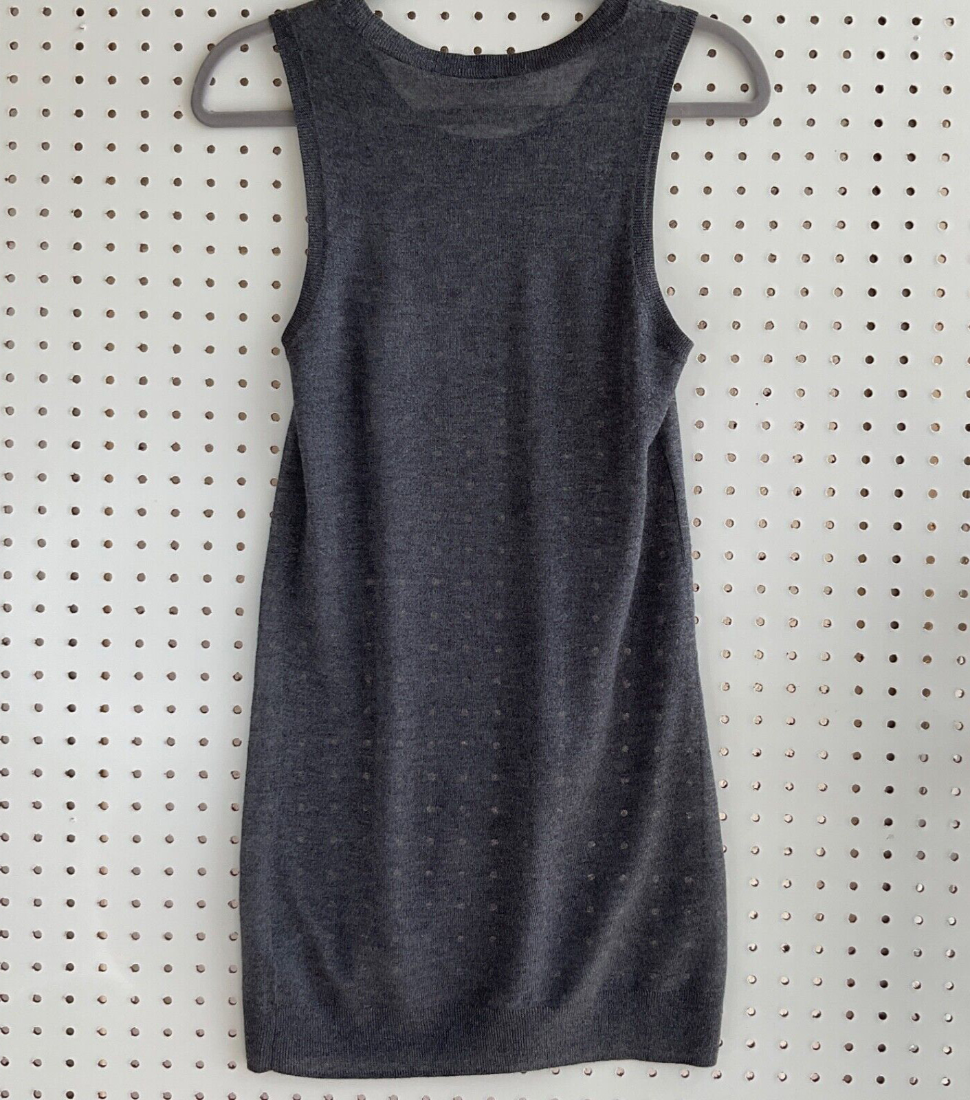 ALLSAINTS Sheer Metallic Womens Tunic Top Size 0 Silver Gray Knit Sleeveless