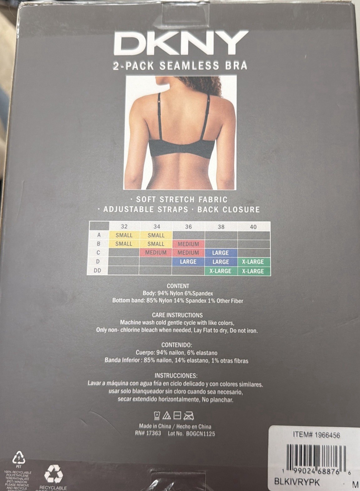DKNY Women’s 2-Pack Seamless Bra, Black / Ivory , Size M Minimalist Staple