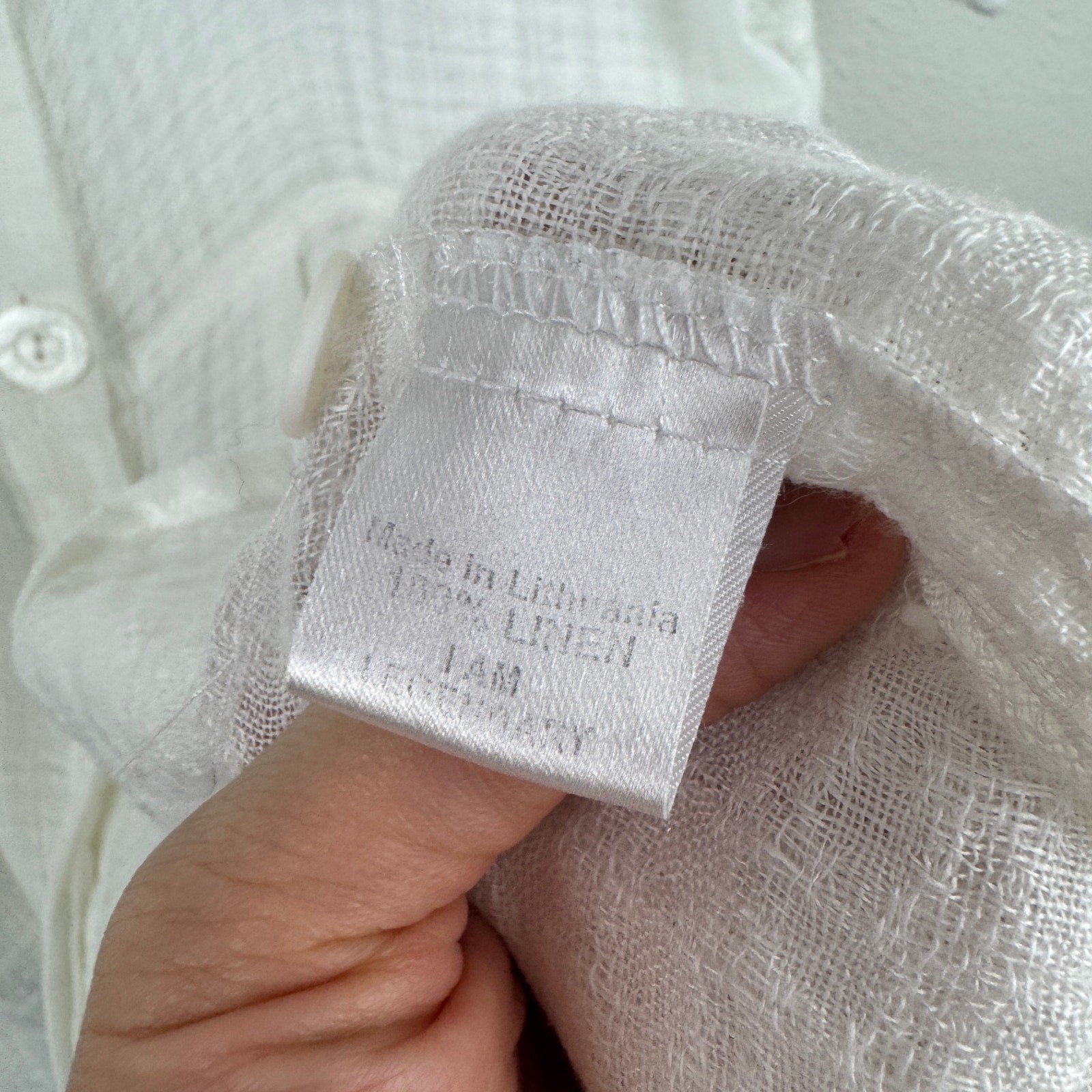 FLAX White Linen Tunic Top S Pockets Button Front