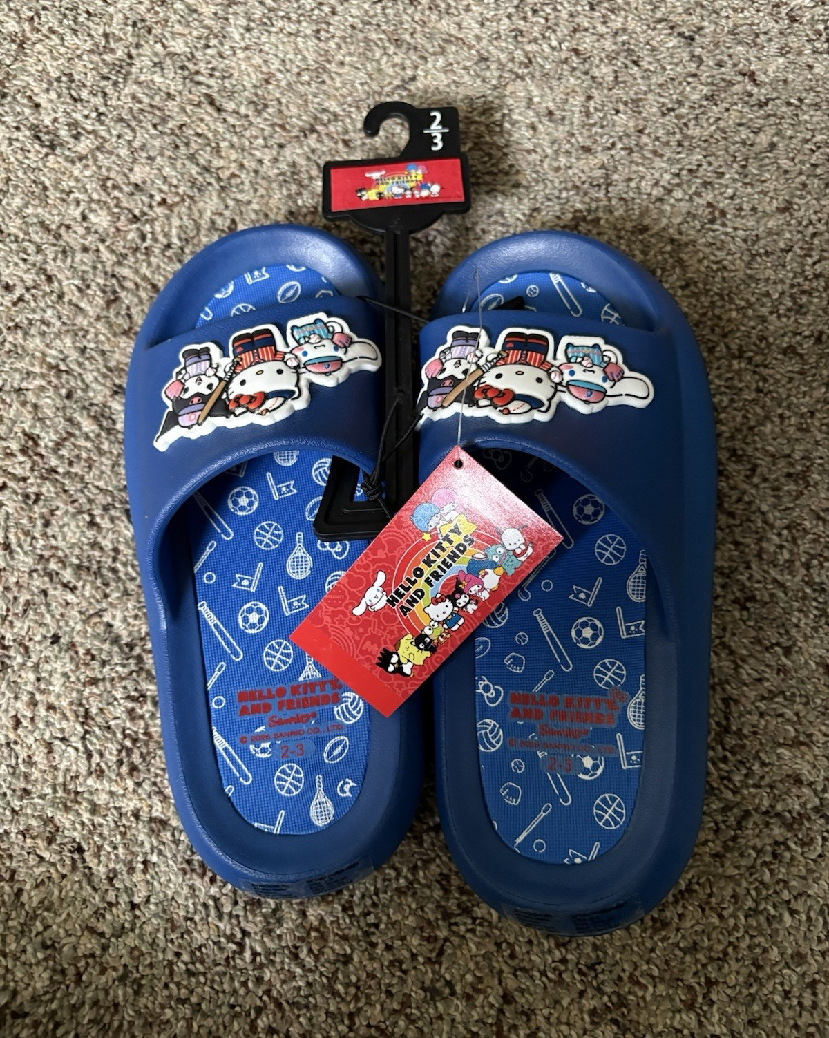 Sanrio Hello Kitty and Friends Blue Slide Sandals, Unisex Kids US 2-3