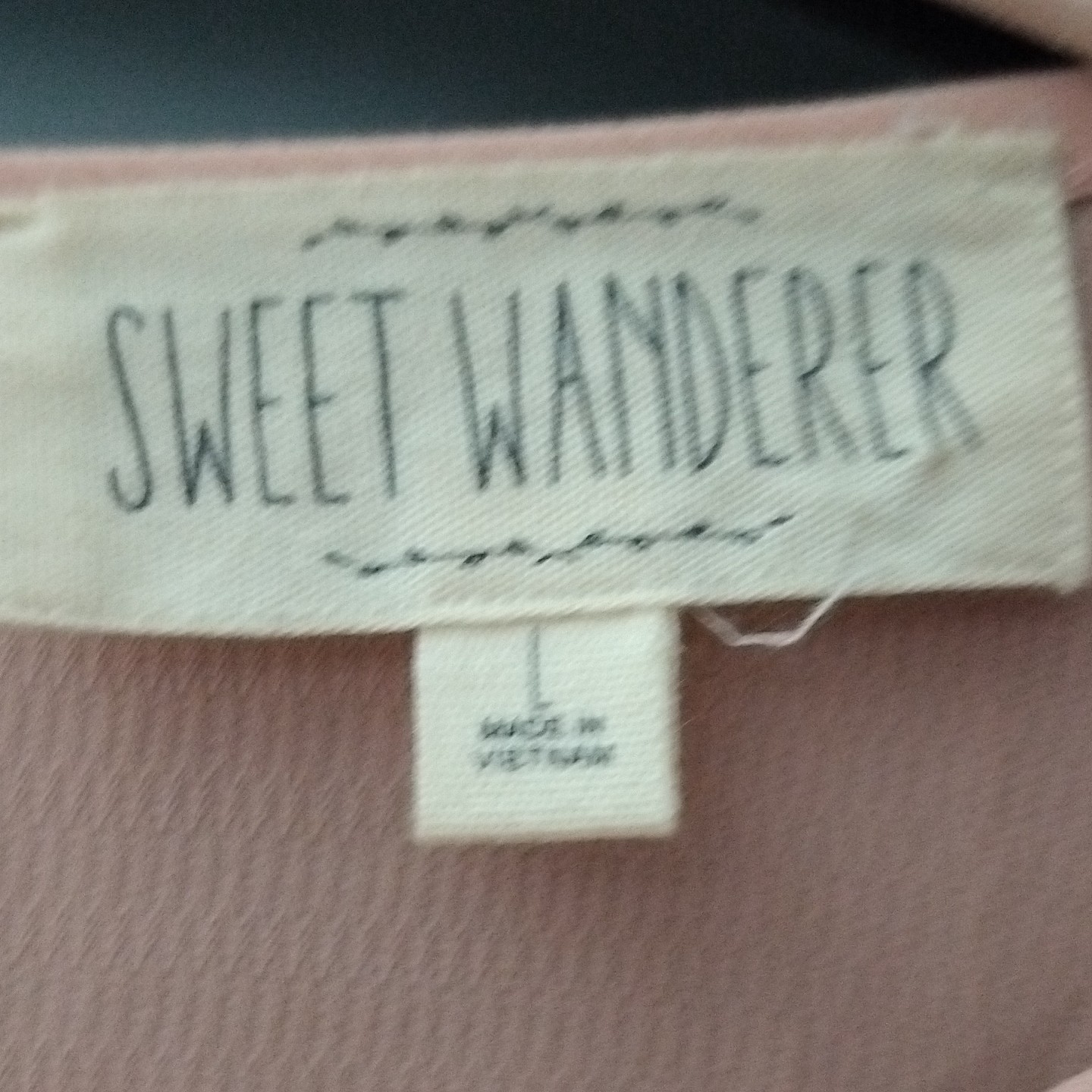 Sweet Wanderer Pink Chiffon Scoop Neck Blouse Top S 3/4 Sleeve Zip Back