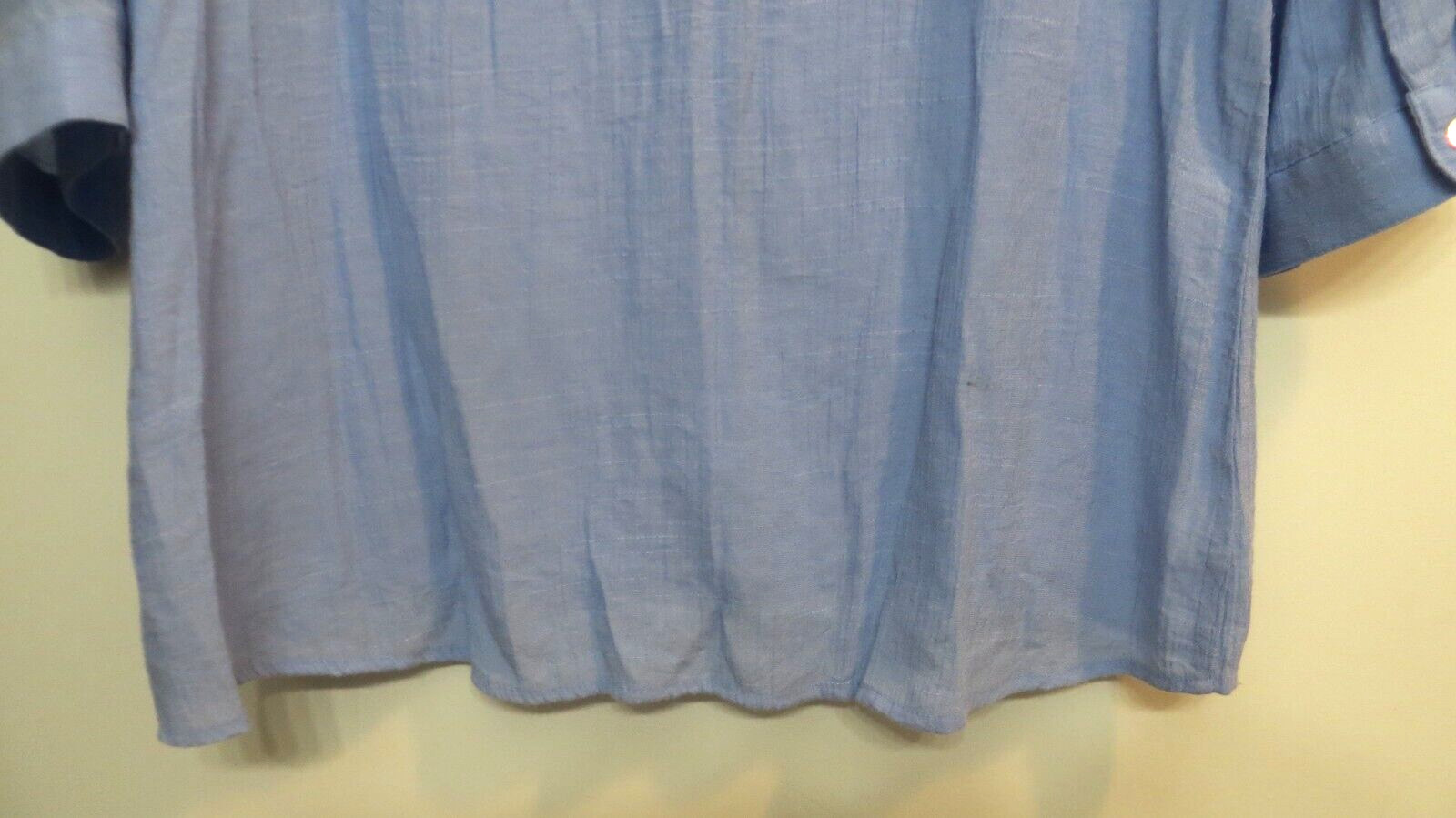 Notations Shirt Womens Large Blue Button Up 3/4 Convertible Sleeves Lace Accent