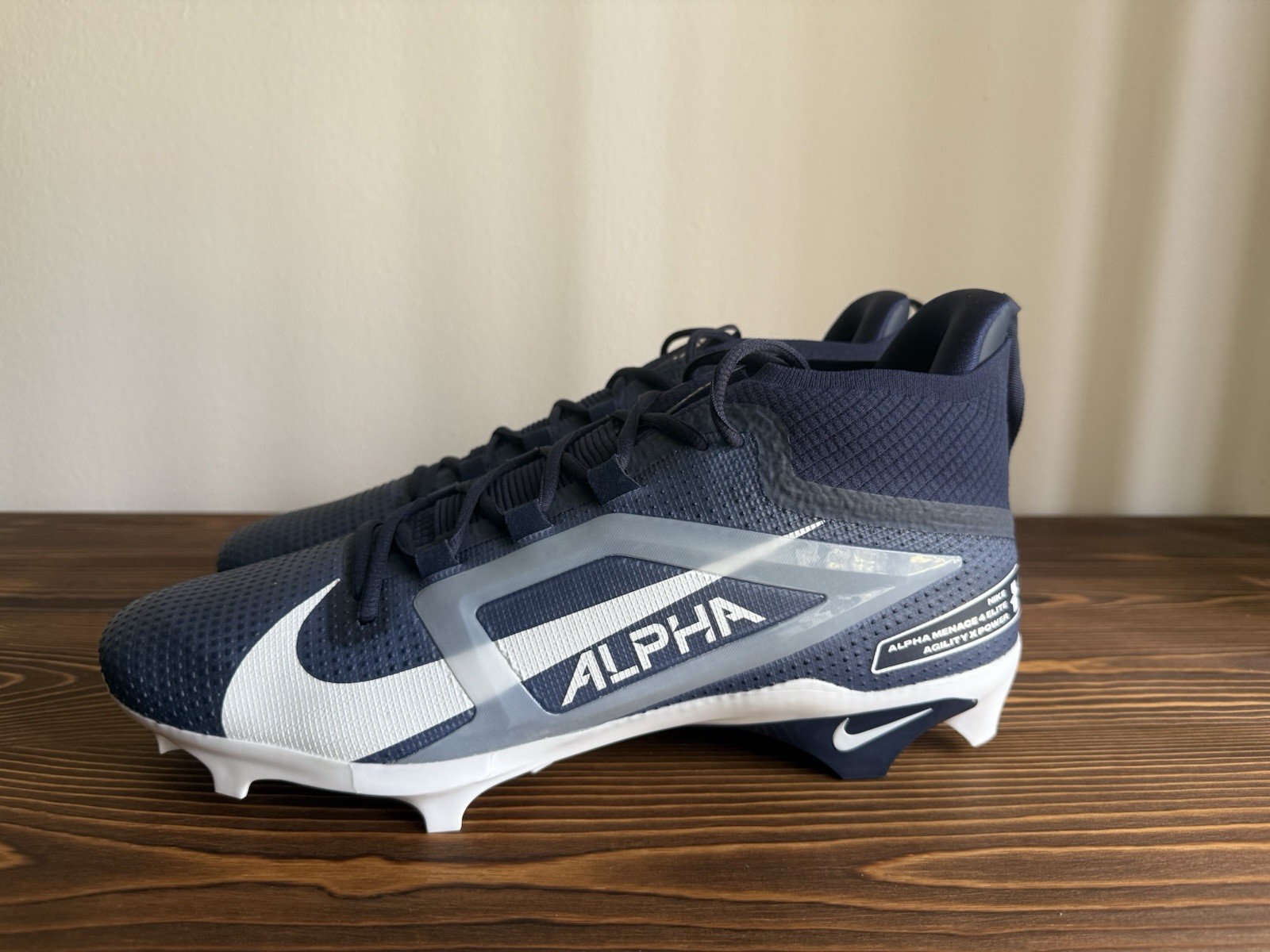 Nike Alpha Menace Elite 4 TB Navy White Football Cleats FZ7701-400 Men’s Size 15