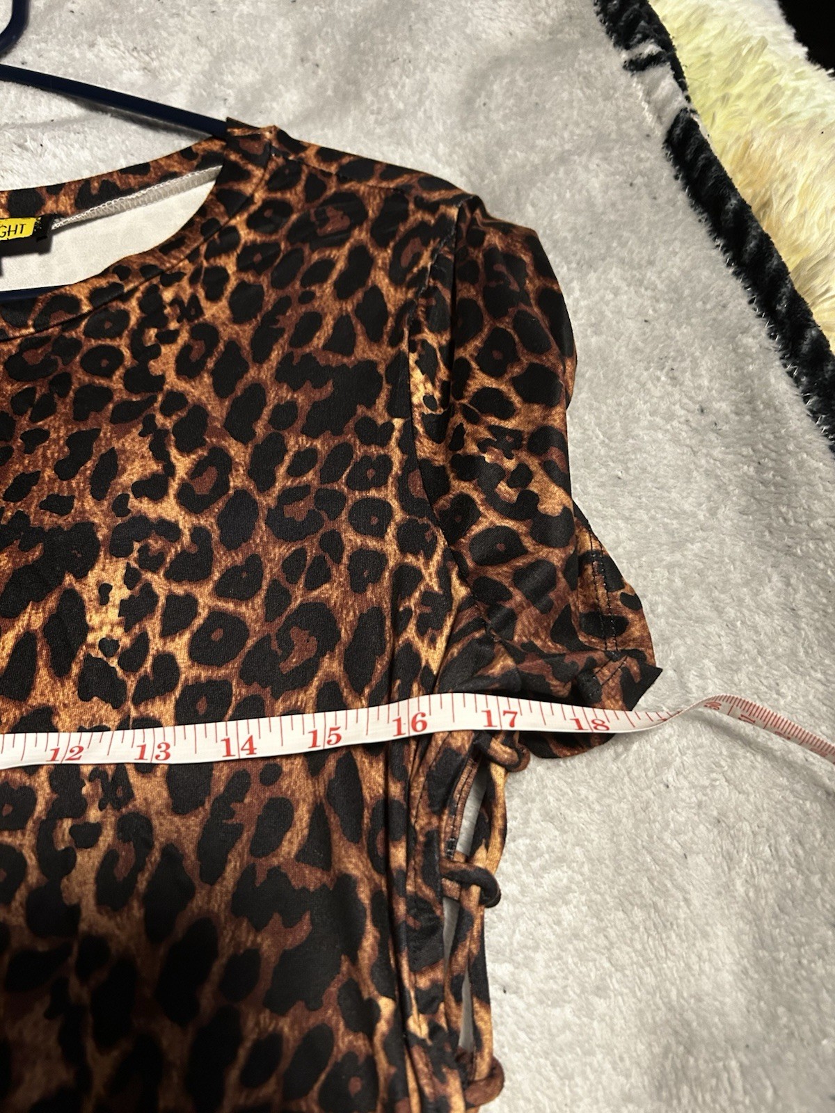 Highlight Plus 2XL Brown Black Leopard T-Shirt Dress Lace-Up Side Knee Length
