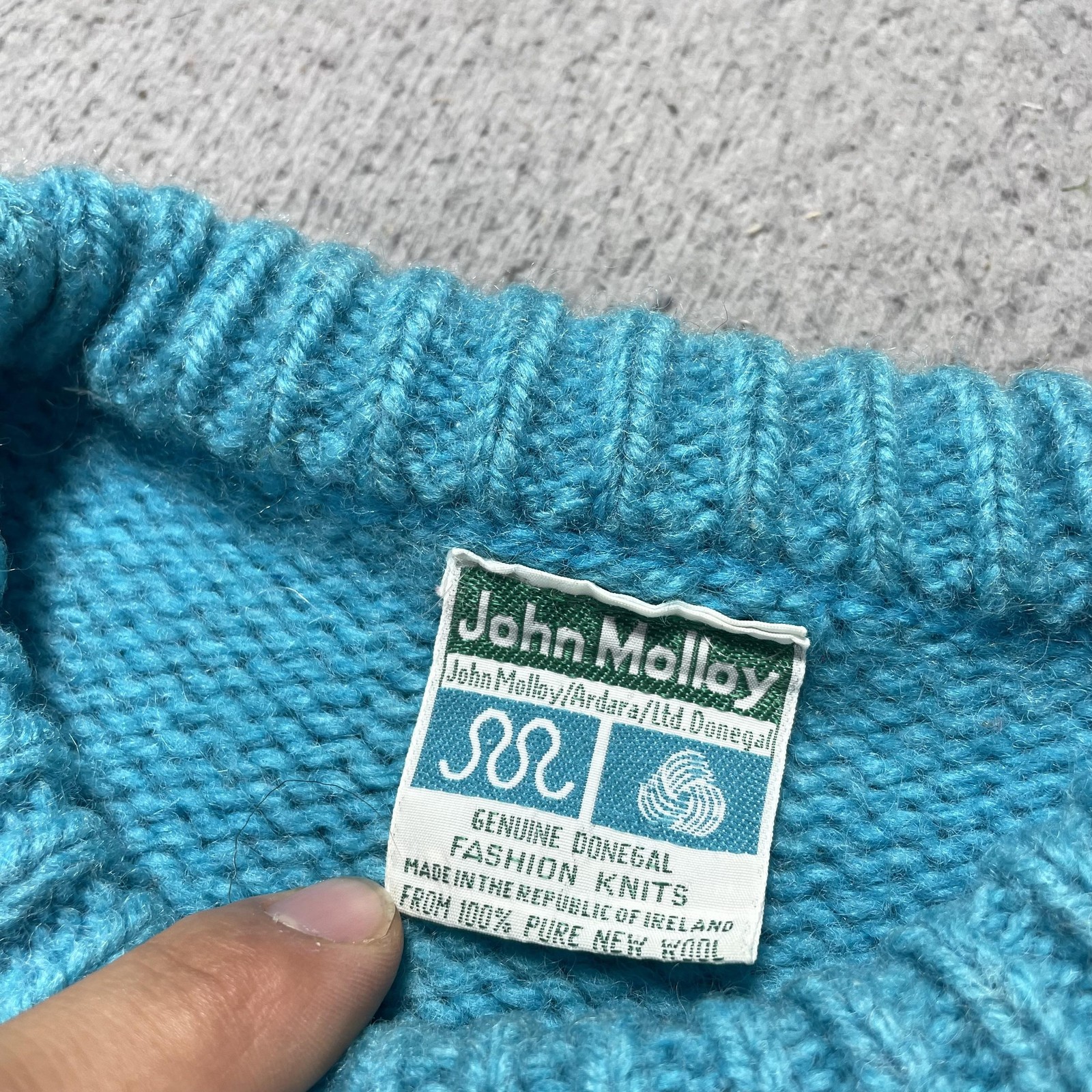 Vintage John Molloy Sweater Mens Medium Blue Wool Knit Crewneck Pullover Ireland