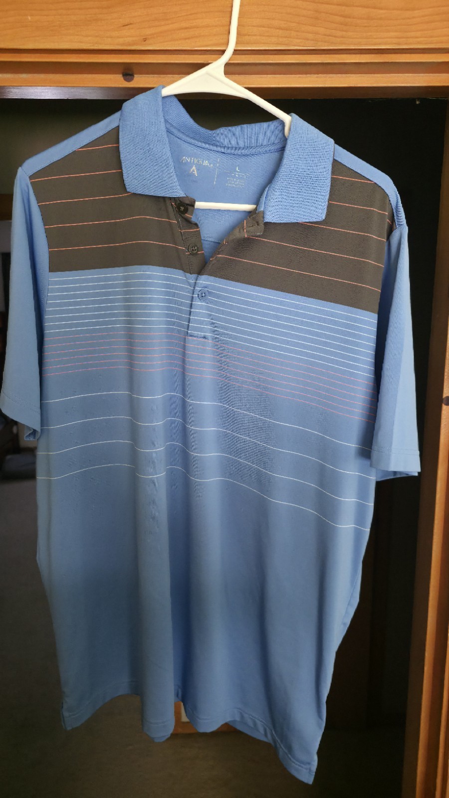 Antigua Men’s Polo Shirt Large, Soft, Smooth, Breathable Performance Blue