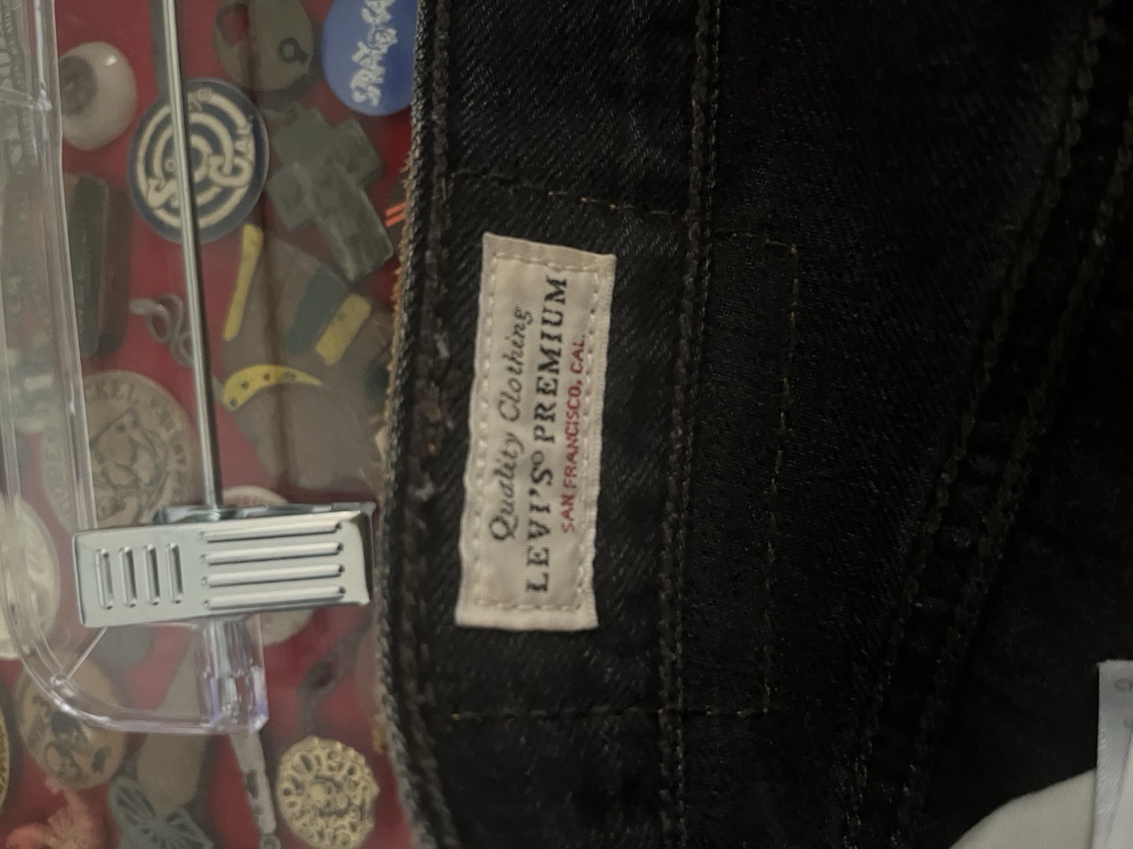 Levi’s Premium Black Denim Jeans Slim Straight Button Fly Distressed 5-Pocket
