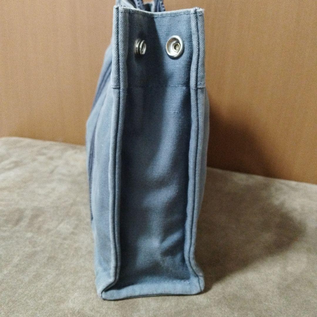 HERMES Fourre Tout PM Mini Handbag Tote Bag Canvas Gray Light Blue Used Auth