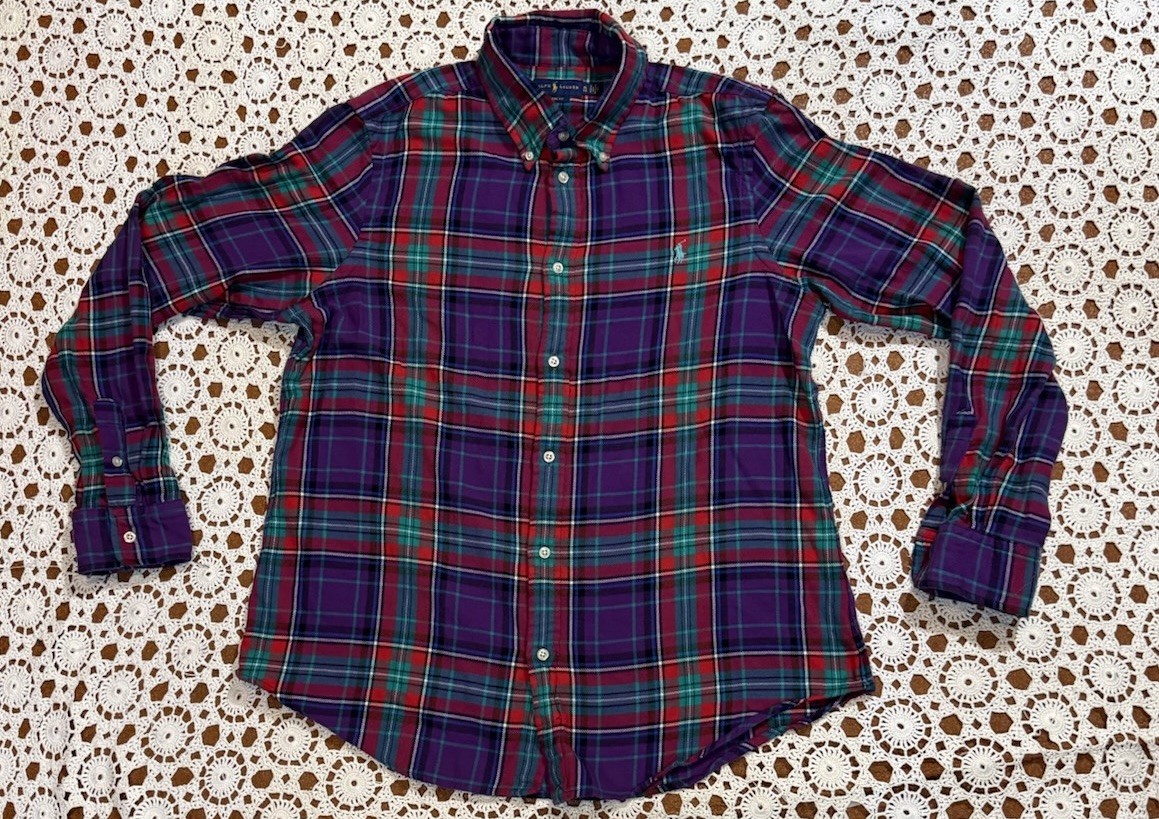 Ralph Lauren Women Flannel Long Sleeve XL Classic Fit Colorful Button Up
