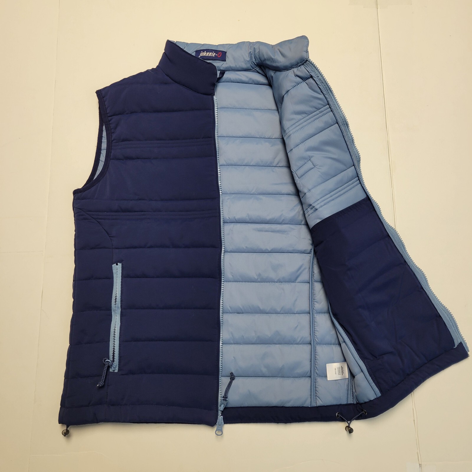 New JOHNNIE-O Quilted HARWICH Nylon Poly Vest Full Zip Men’s SMALL S Puffer Navy