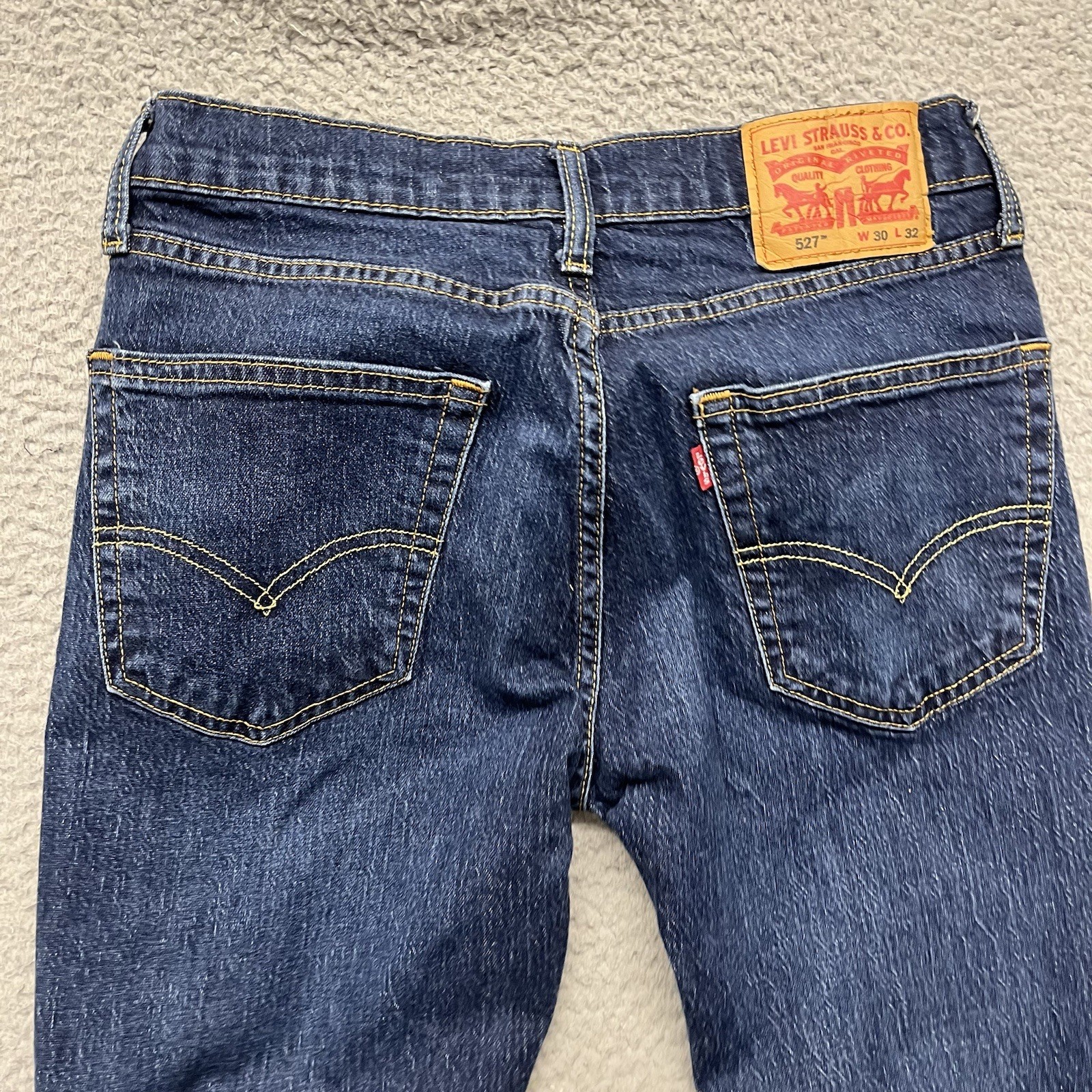 Levis 527 Jeans Mens 30×32(30) Blue Dark Wash Mid Rise Denim Boot Cut Classic