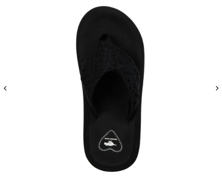 WOMEN’S ROCKET DOG BLACK SANDY FAIRVIEW CROCHET COTTON FLIP FLOPS 7, 8,9,10,11