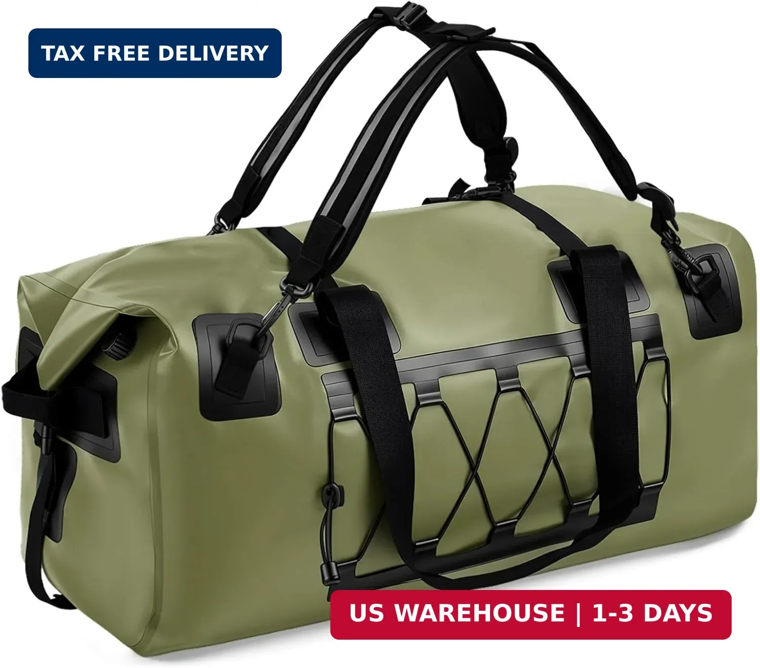 Waterproof Duffel Bag, 70L Large Motorcycle Dry Backpack, Heavy-Duty Roll Top Wa