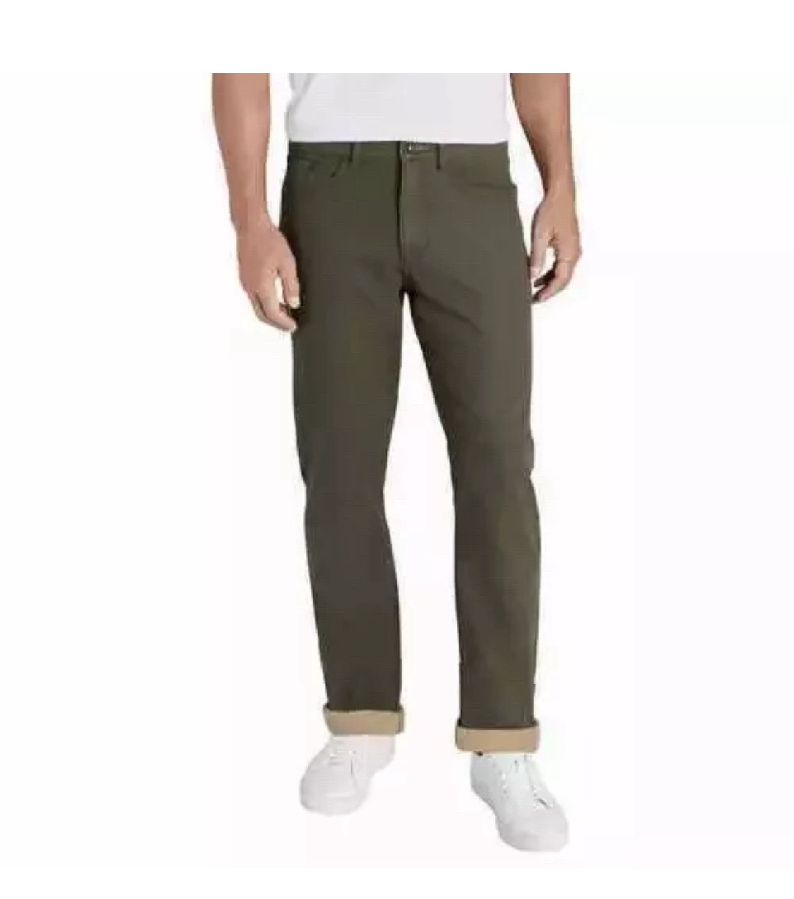 Weatherproof Vintage Men’s Fleece Lined Pant Bonded Stretch Canvas 38×29 Green
