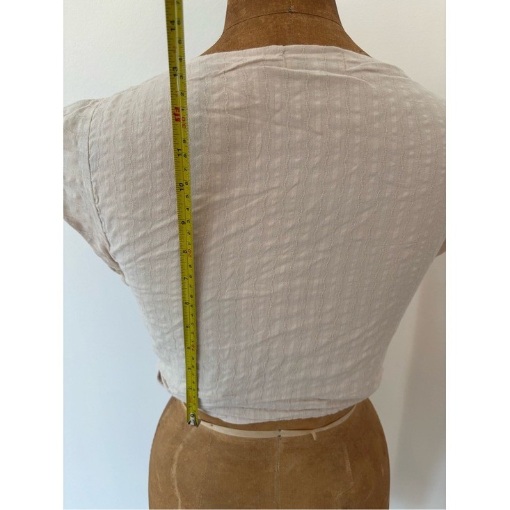 Cream Cotton Crop Top Boho Cottagecore Milkmaid Tie Wrap Size Small