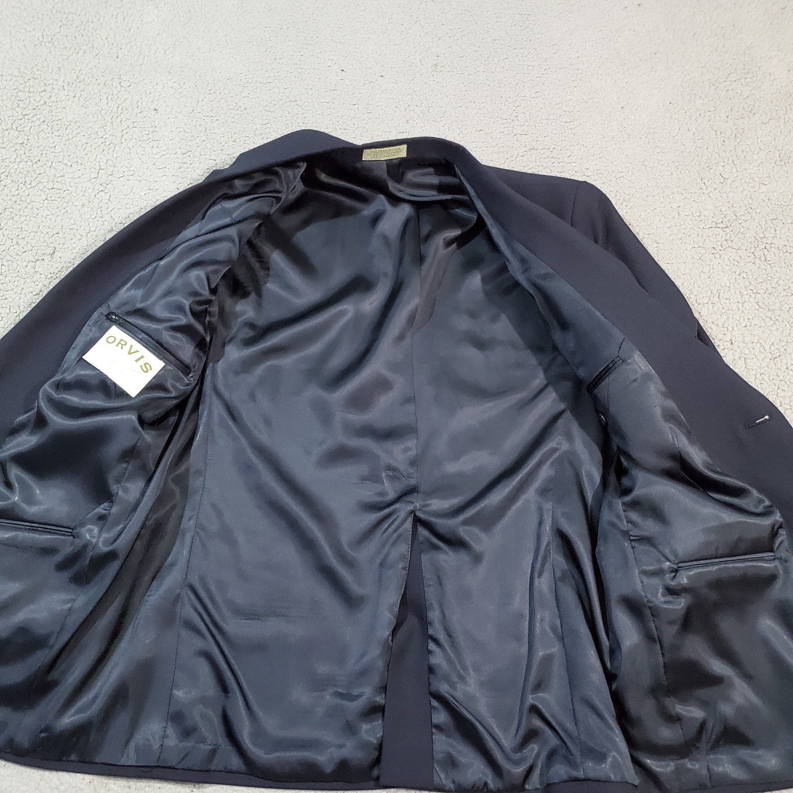 Orvis Blazer Sport Coat Jacket Mens 42R Blue Gold Buttons Worsted Wool Traveler