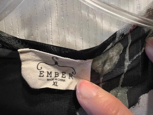 EMBER, Beach Cover UP, LG, tie front, pre-owned, Black w/ floral print