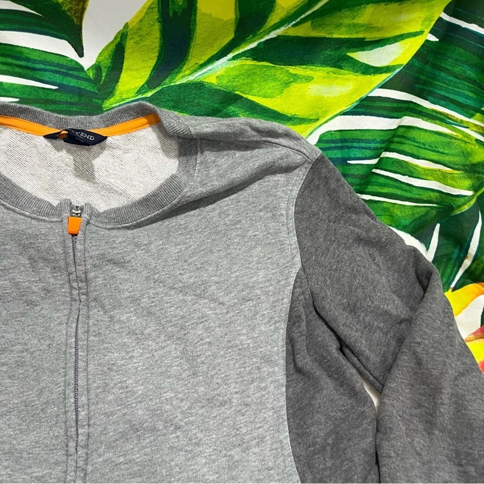 Euc $65 Lands’ End S Grey Orange Full Zip Fall Winter Casual Sporty Sweatshirt