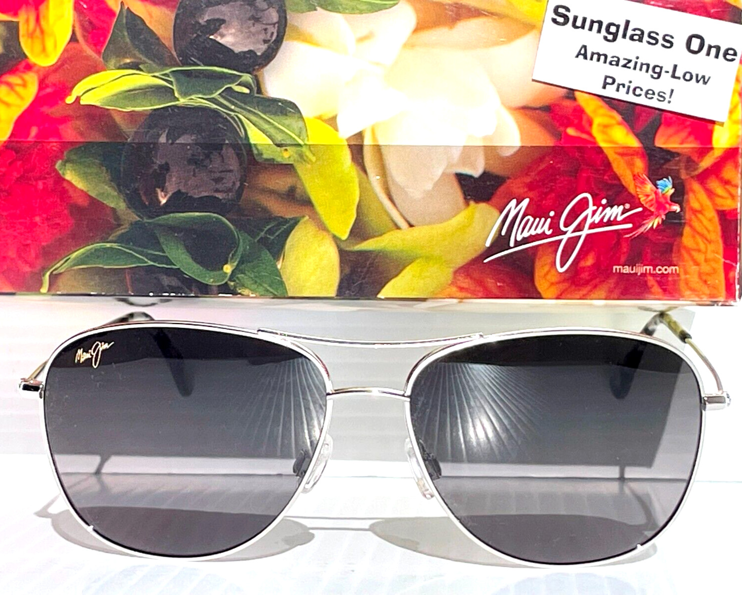 NEW Maui Jim CLIFF HOUSE Silver POLARIZED Grey Lens Sunglass GS247-17