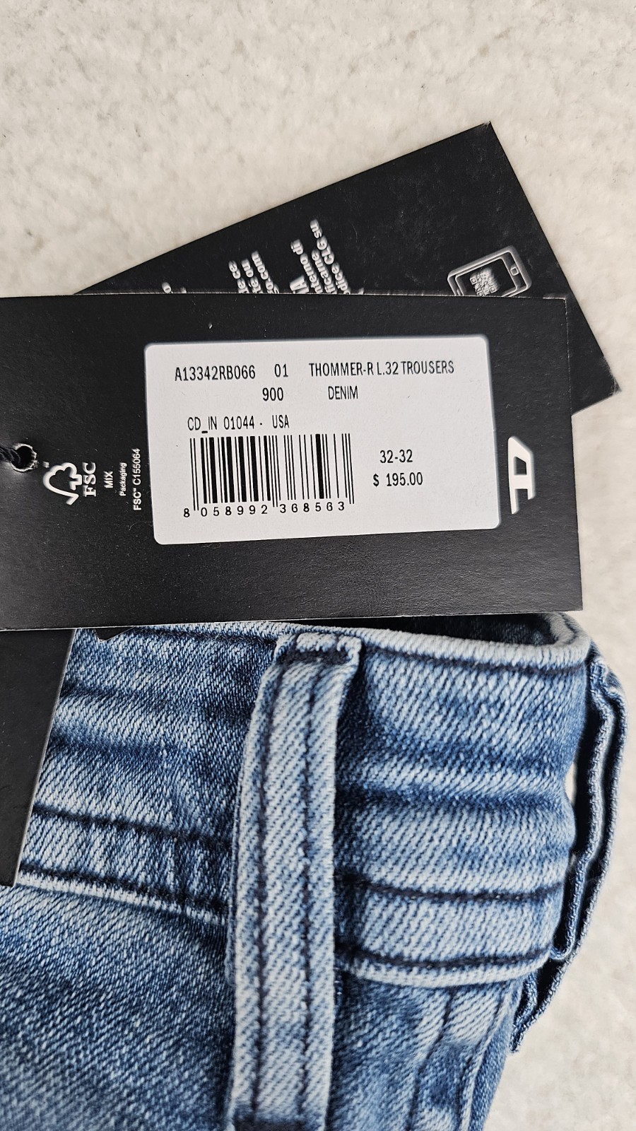 Diesel Thommer-R Slim Fit Jeans Mens 32×32 Light Blue Denim RB066 MSRP$195