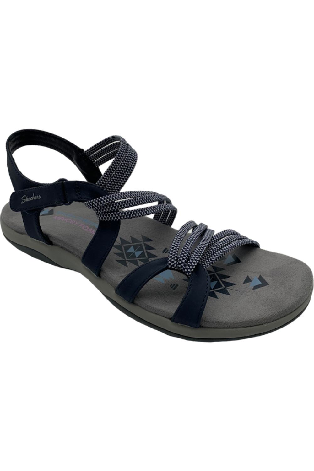 Skechers Reggae Slim Vegan Washable Sport Sandals Summer of Fun Navy