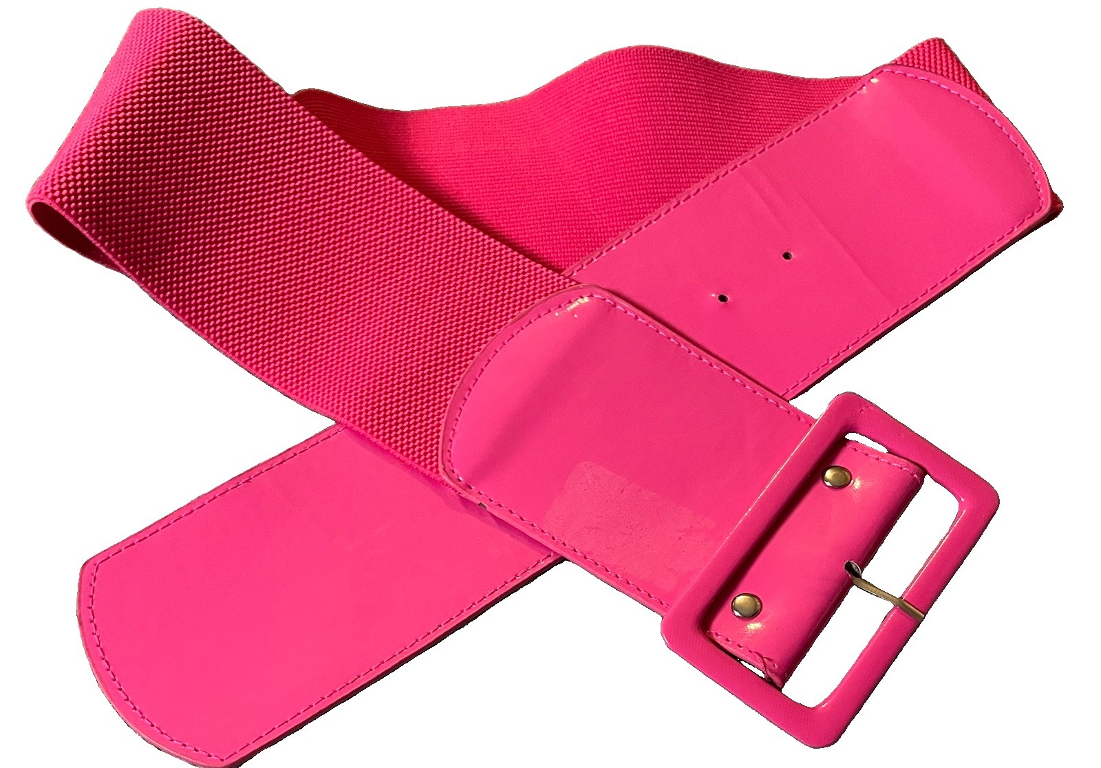 Wide Stretch Fashion Belt Womens M/30 Pink Faux Leather Nylon