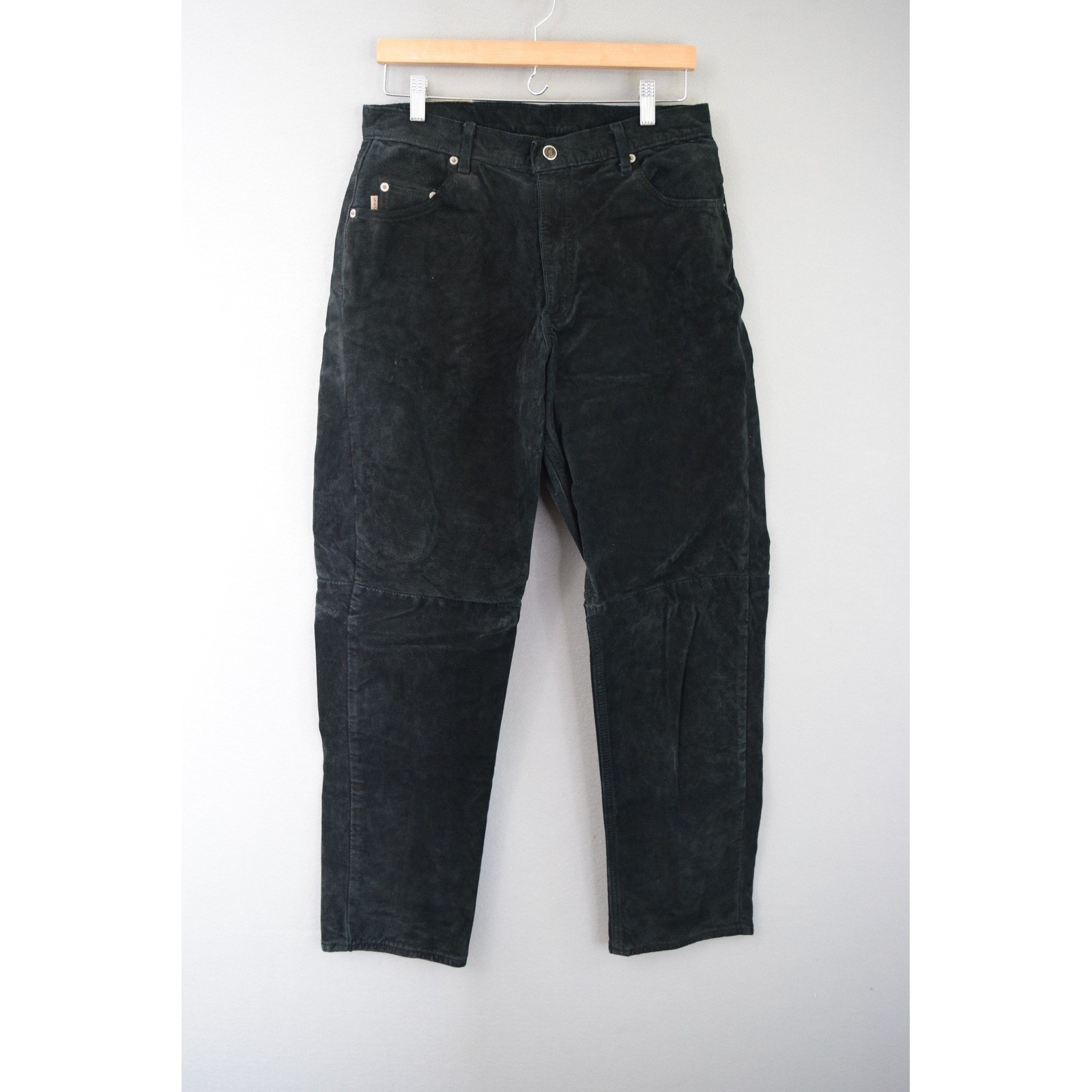 Skotts Suede Leather Pants 34 Black Straight Leg Mens Vintage Made in Canada