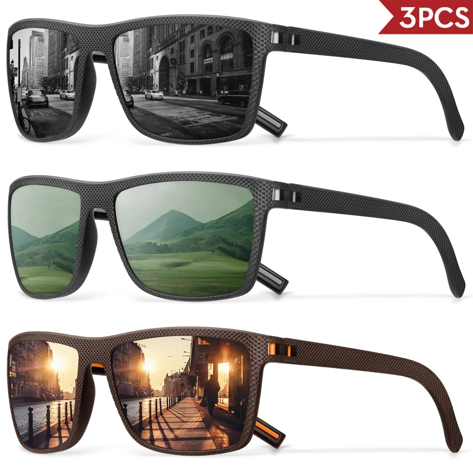 3/4 Pack UV400 Polarized Colorful Sunglasses for Men Women Driving Fishing Gift