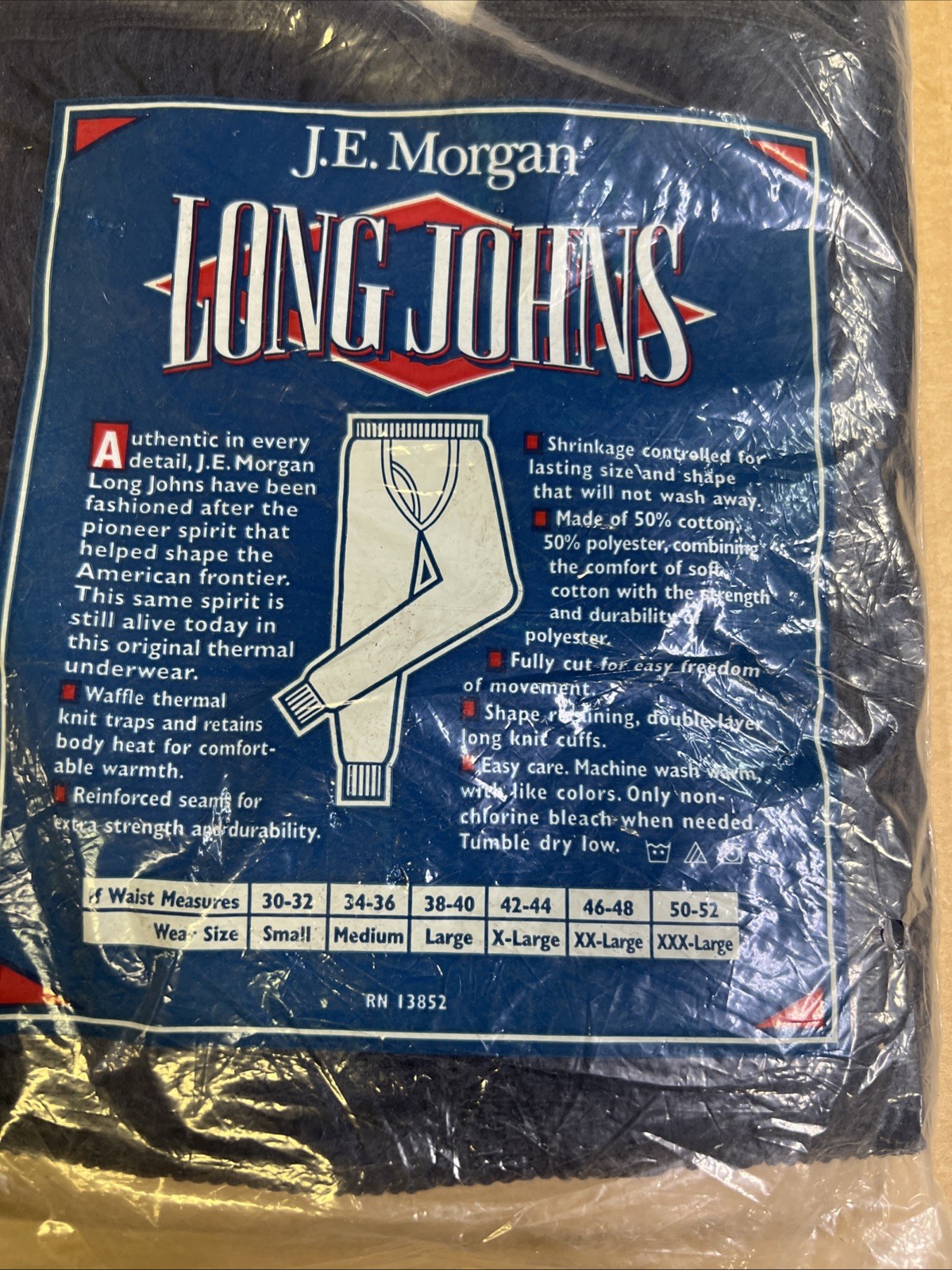 Morgan Mills Long Johns Waffle Thermal Underwear Pants Mens Sz XL Blue NEW USA