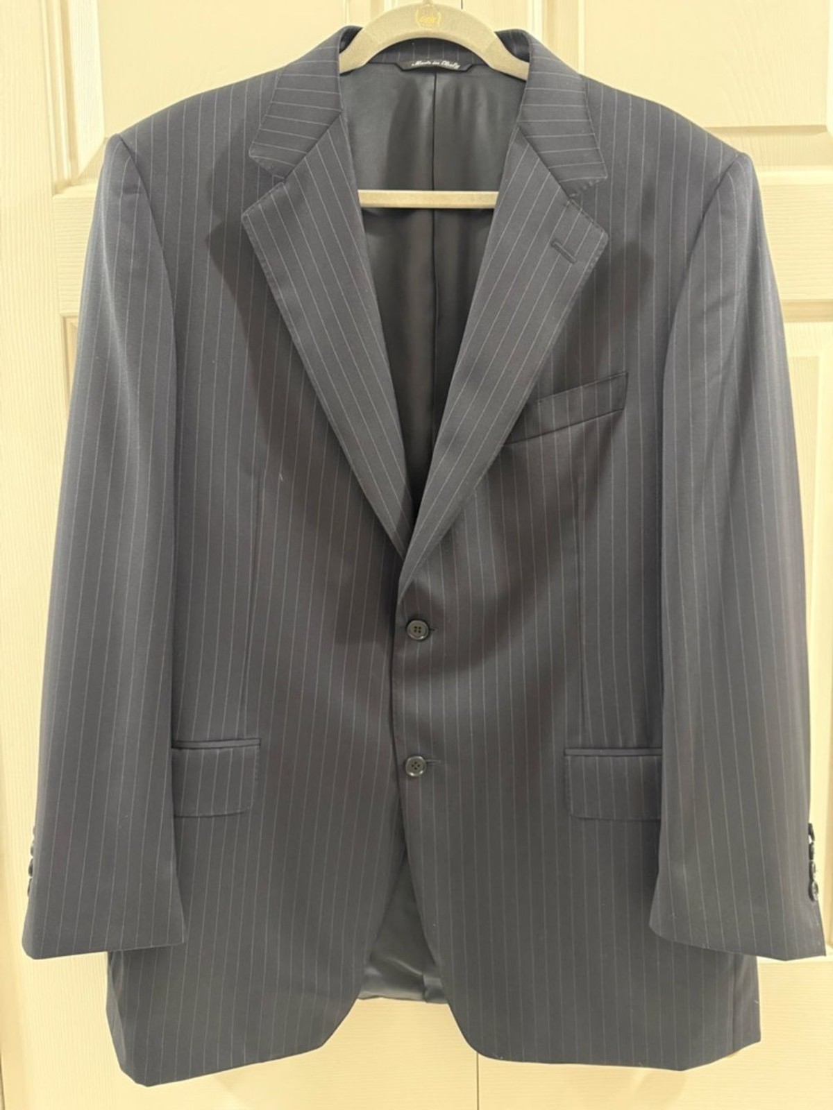 Canali Italy 44R Navy Pinstripe Wool Sport Coat Blazer Made in Italy Luxury