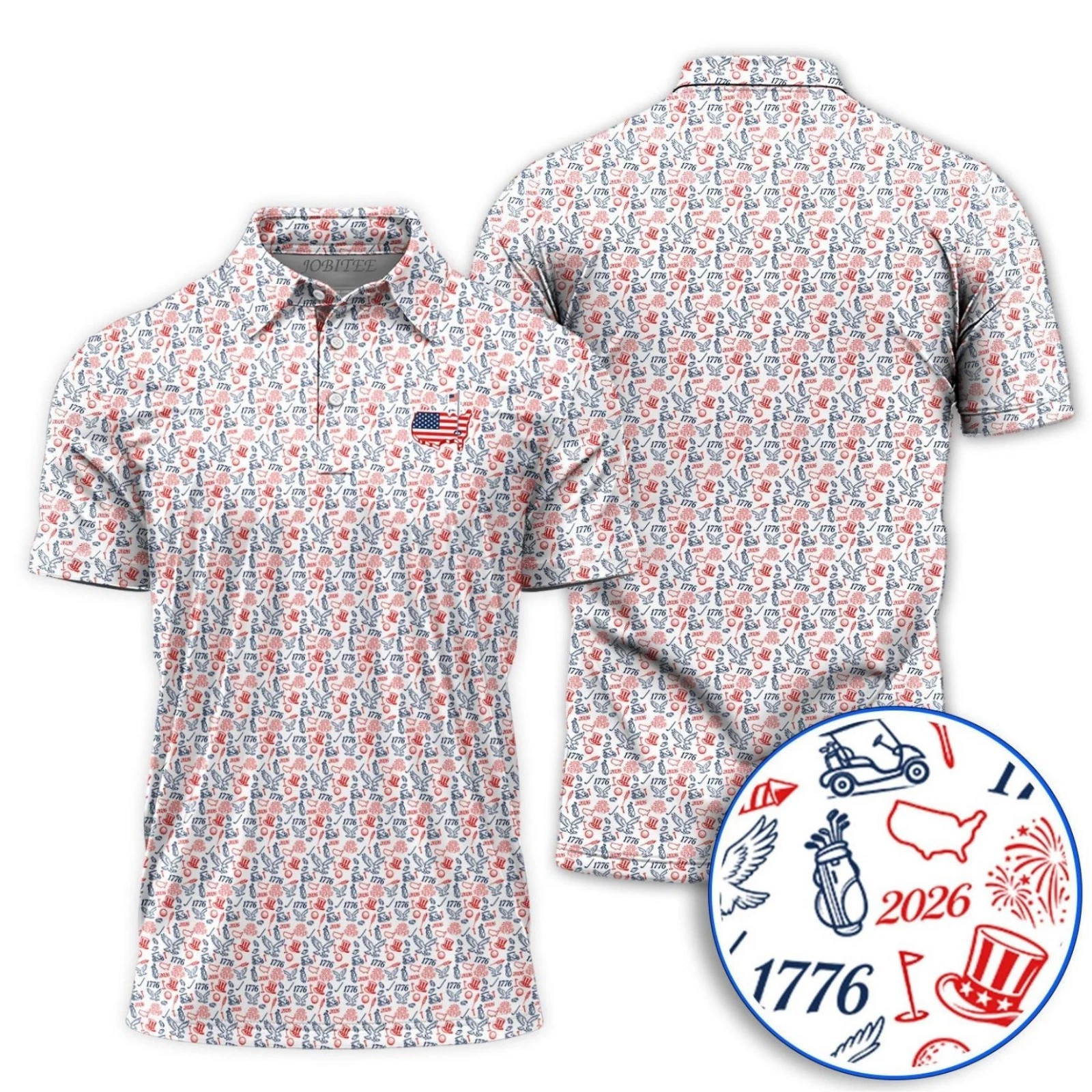 USA 250th Anniversary Golf Polo Shirt, 1776–2026 Patriotic Golf Shirt, American