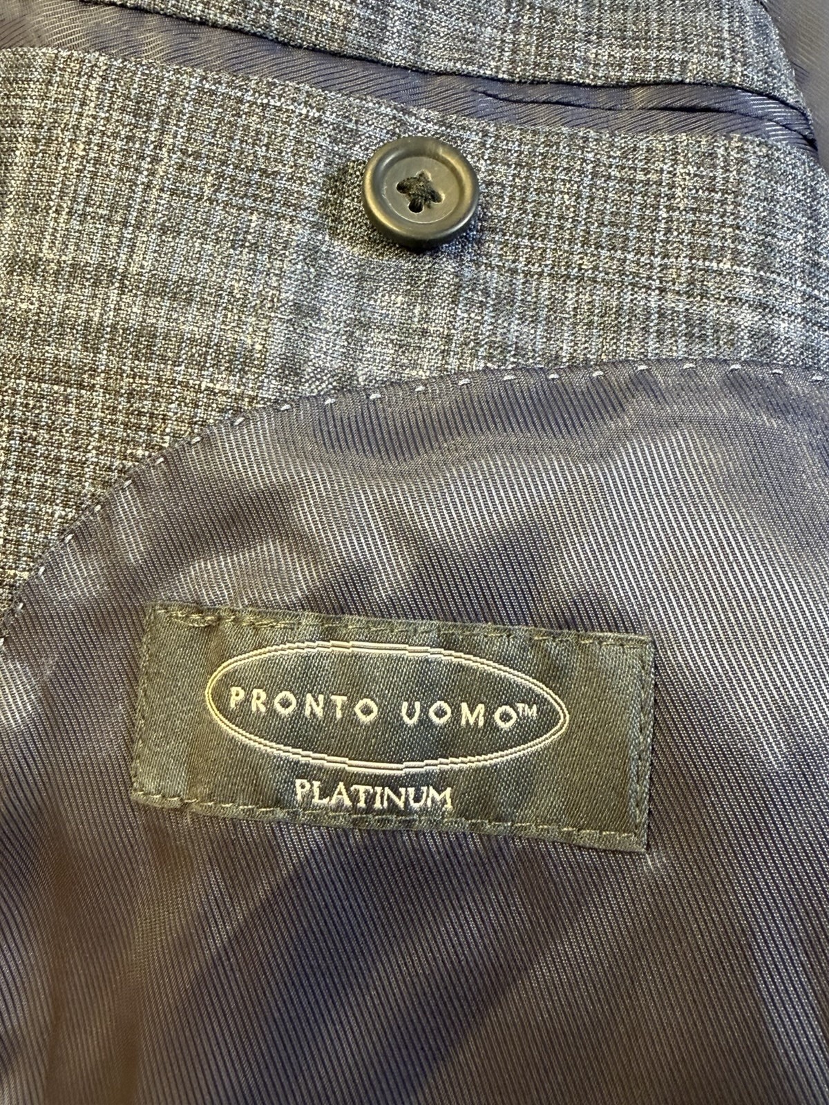 Pronto Uomo Platinum 40R Blue Plaid Sport Coat Wool Silk Linen 2 Button Blazer