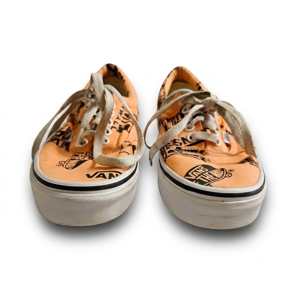 Vans Era Off The Wall Multi Logo Peach Orange Skate Shoes Men 6.5 Women 8