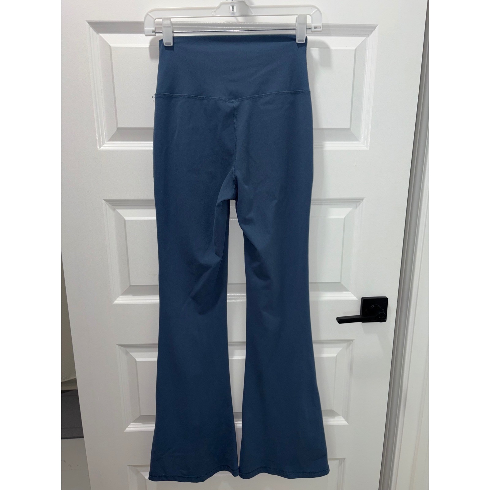 Yogalicious Womens Blue Ruched V-Front High Waisted Flare Yoga Leggings Size M