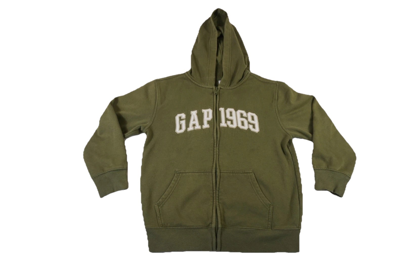 Gap Hoodie Kids Large 10-12 Olive Green Olive Green Kangaroo Pockets Full Zip