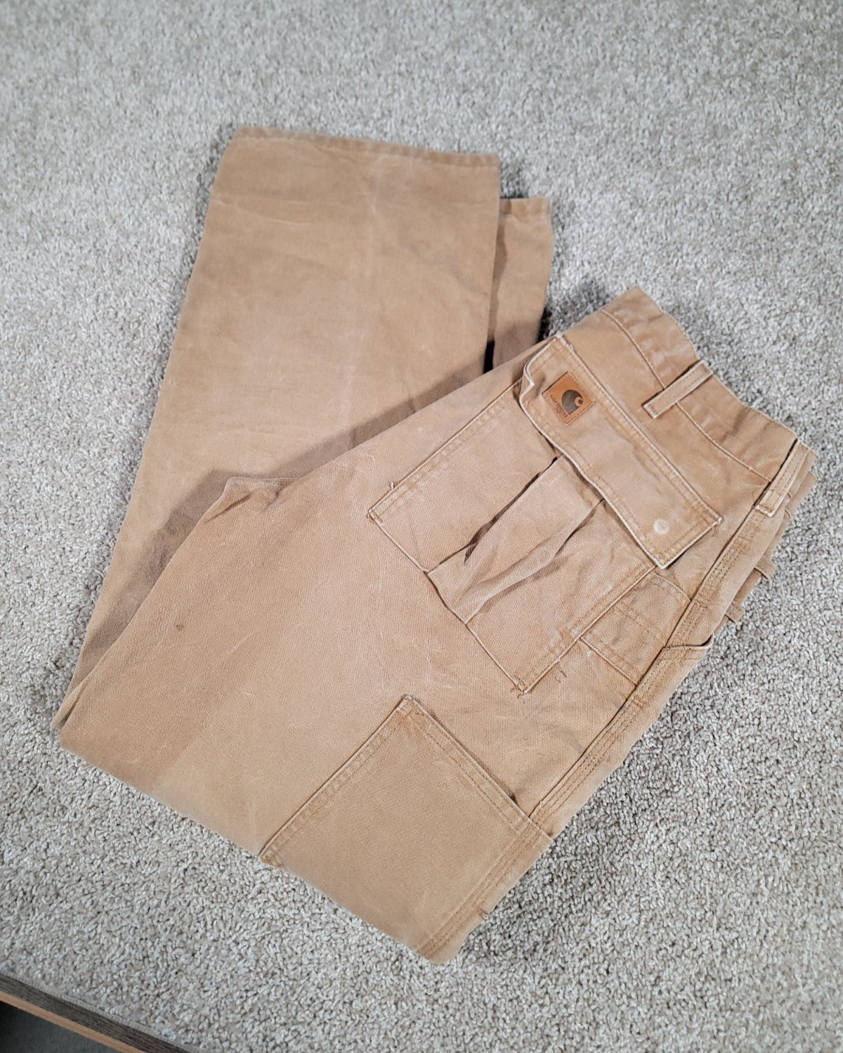 VTG Carhartt Hammer Loop Carpenter Cargo Pants 33×31* Mens Brown B112 Work Wear