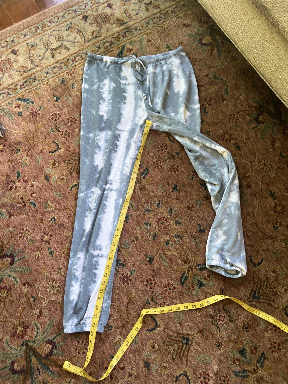 COMO BLU Tie Dye Gray White Pullover & Jogger Pants Matching Lounge Set Cozy M