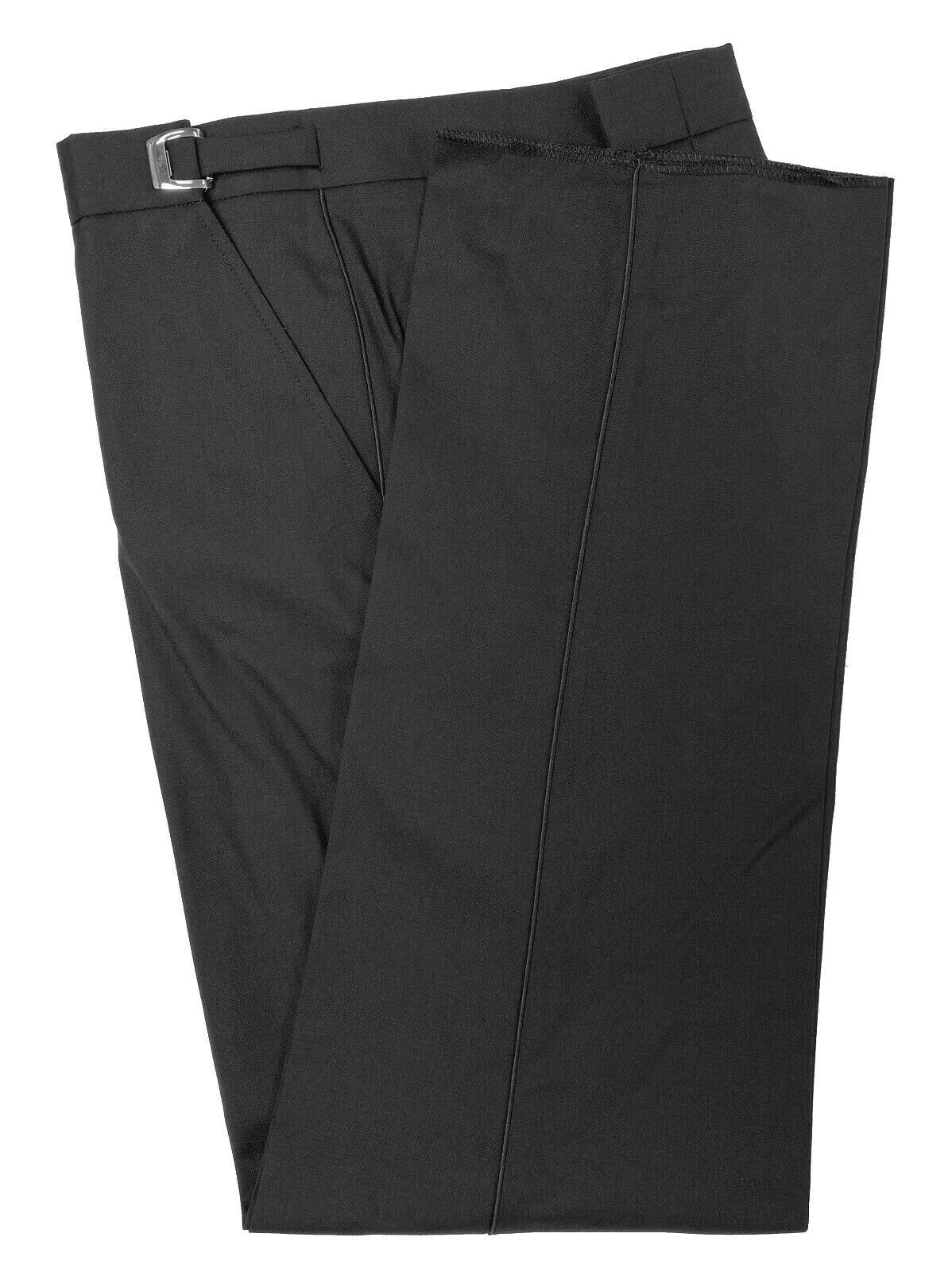 Men’s Black Tuxedo Pants Flat Front with Narrow Satin Stripe 32 Waist 32 Length