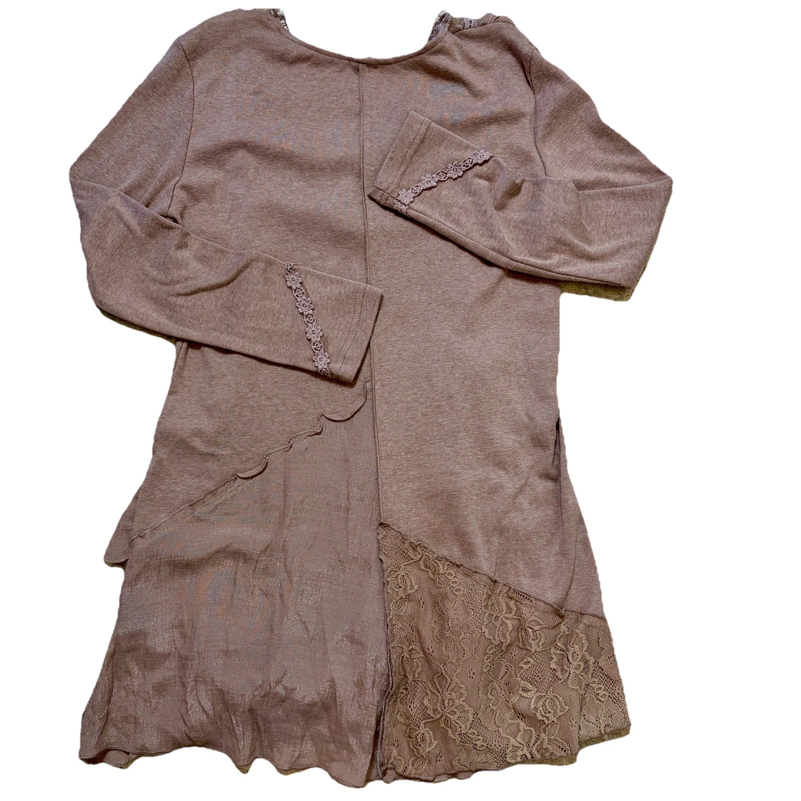 Pretty Angel Beige Fairy Whimsy Boho Lace Blouse Top Women Medium