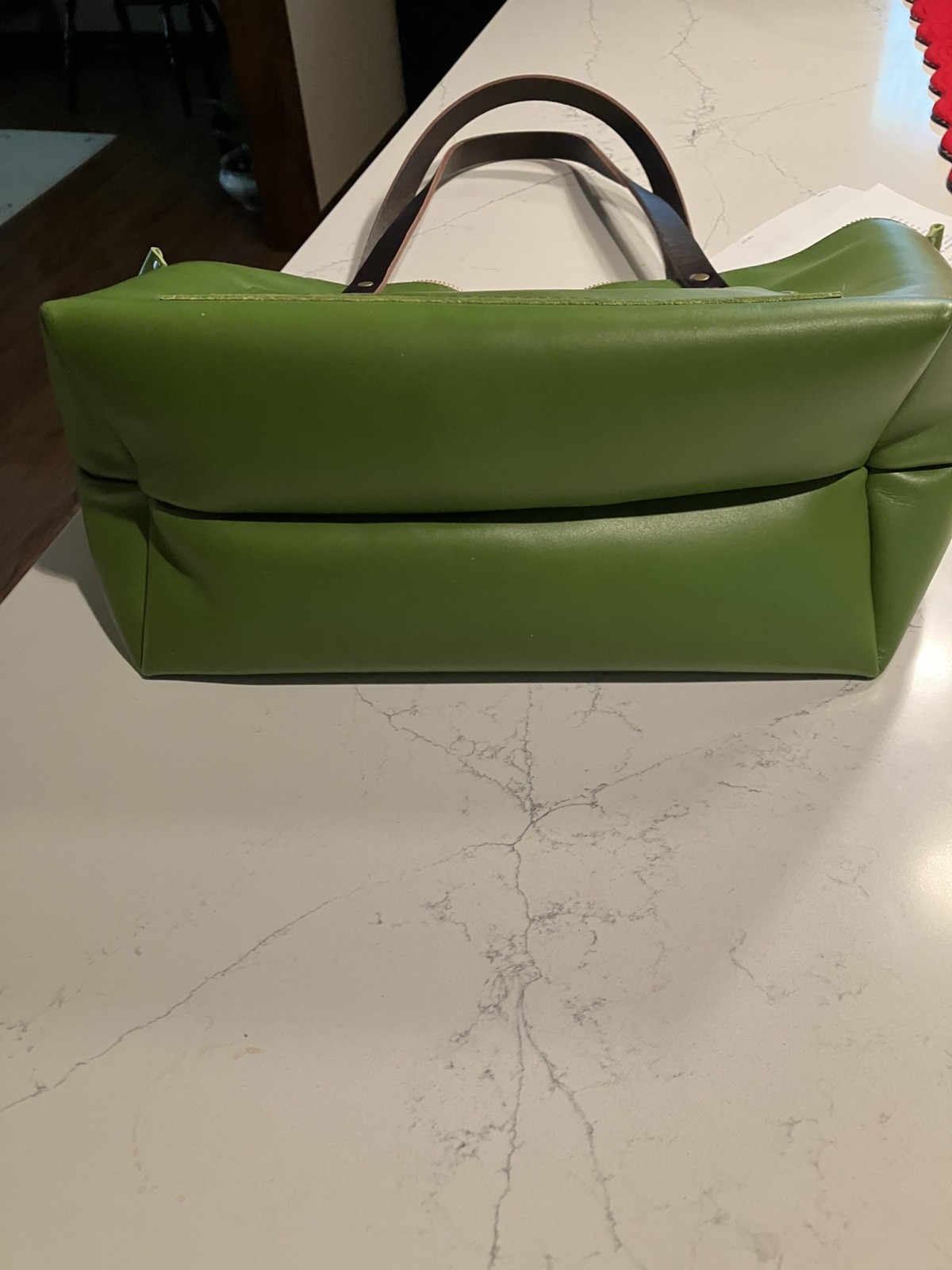 NEW Portland Leather Goods PLG Large Zipper Tote Bag Green Apple Handbag