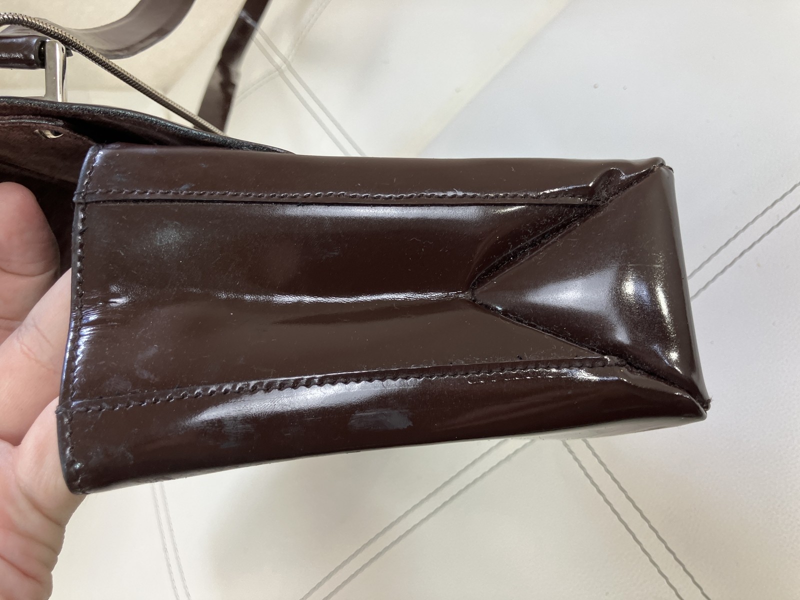 GUCCI Vintage Brown Patent Leather Shoulder Bag 001.3444.1746 Italy