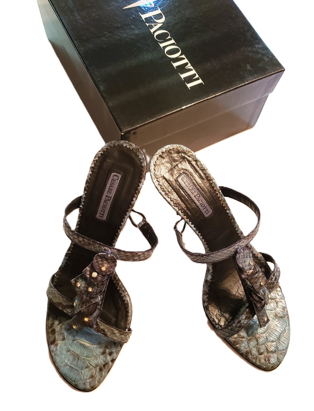 Cesare Paciotti exotic leather sandal heels Minimal wear