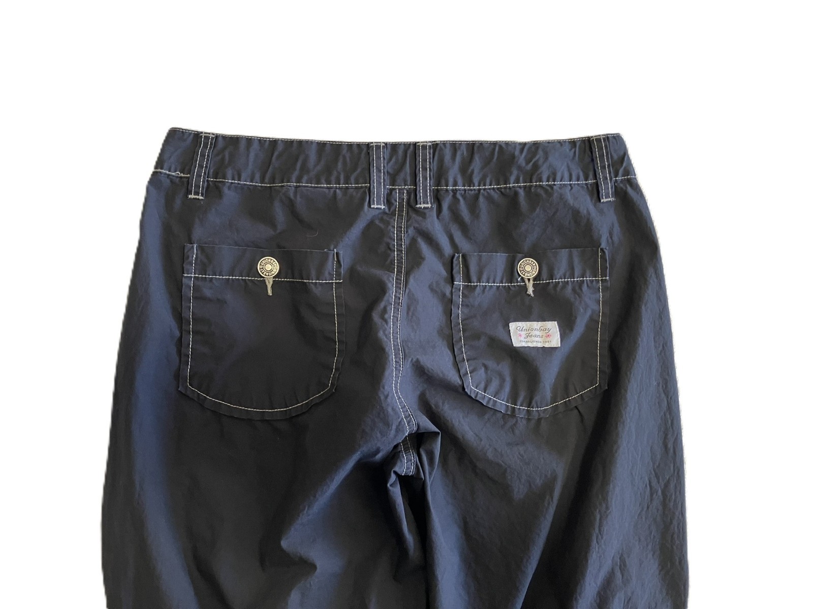 UNIONBAY Black Cargo Capris Contrast Stitching Size 7
