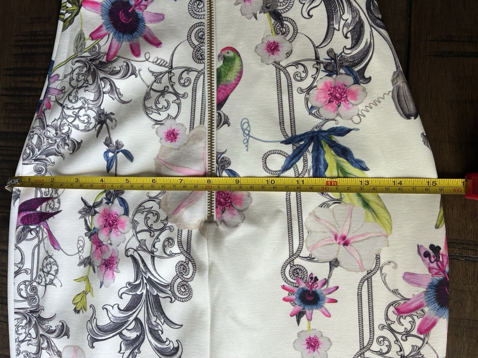 Ted Baker Scarlin Passion Flower Bodycon White Floral Print Midi Dress Garden