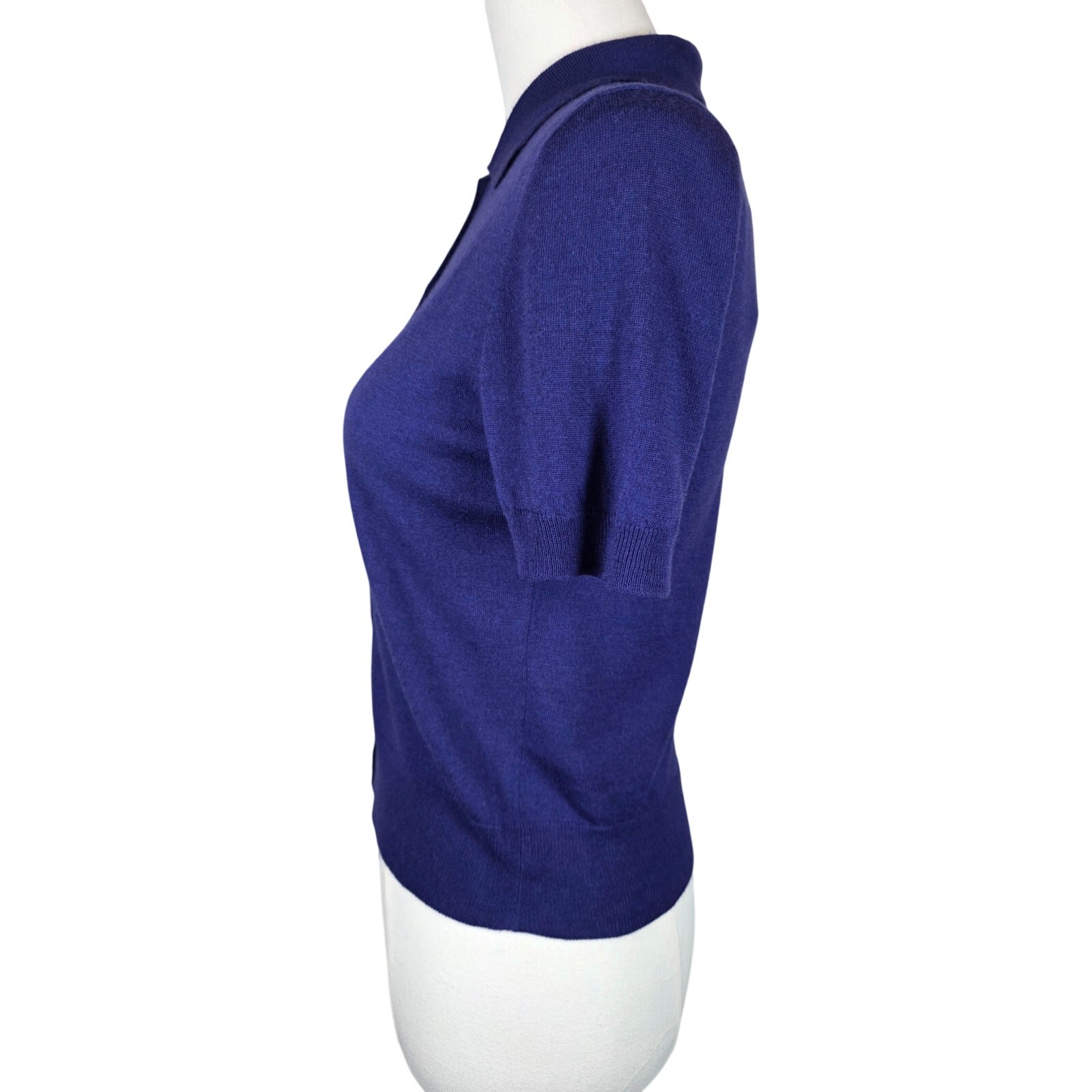 NWT VINCE XS Deep Iris Button-Up Wool Blend Short-Sleeve Cardigan