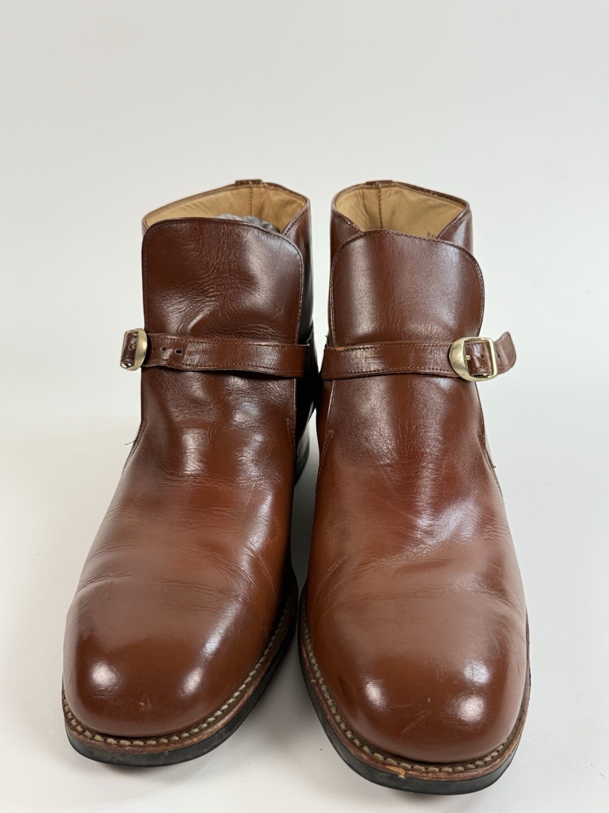 Vintage Bostonian Iron Age Steel Toe Boots Mens Size 11 Brown Leather Monk Strap