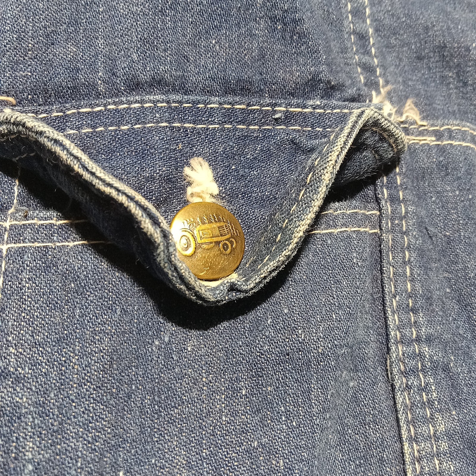 vtg OVERALLS SELVEDGE TRACTOR BUTTONS Denim INDIGO boys youth RARE xxs USA made