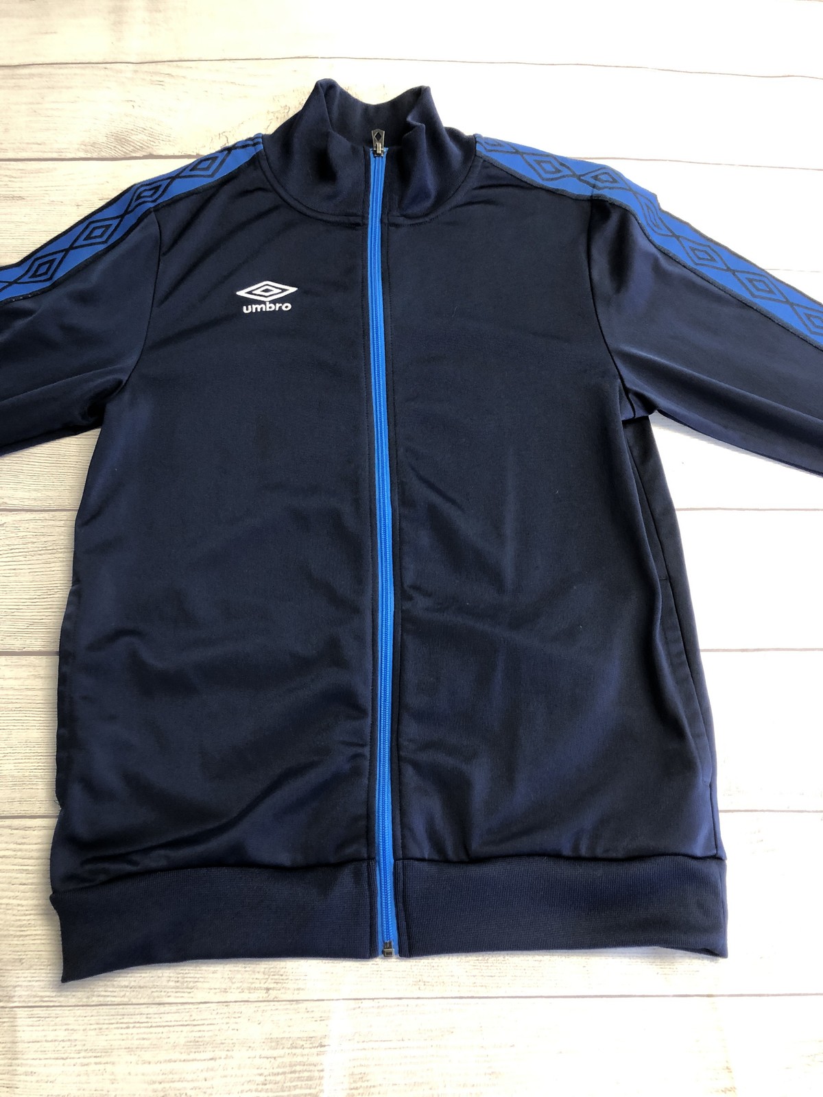 Umbro Premier Track Jacket Mens Small Blue Full Zip Soccer Warm Up Athletic